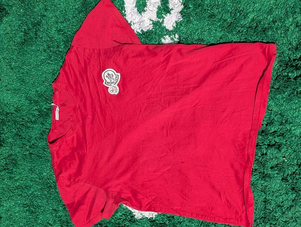 Moncler Men's Double Logo Patch T-Shirt in Red